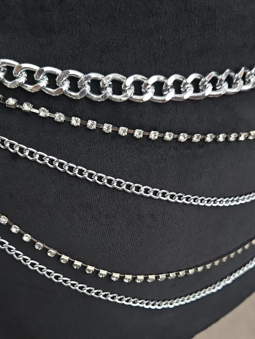 Silver Multi-Chain Layered Waistchain  Silver